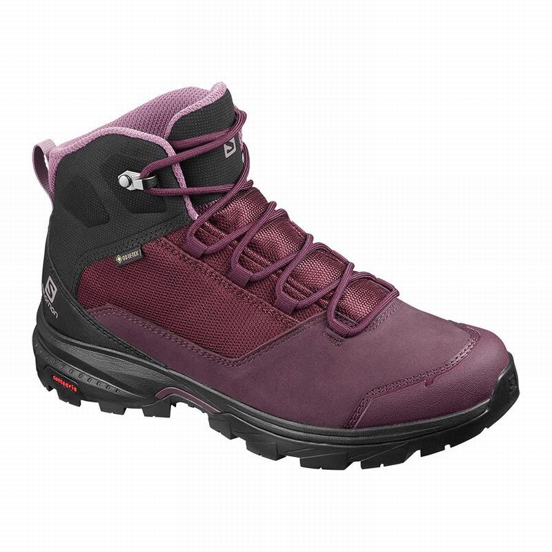 SALOMON UK OUTWARD GORE-TEX - Womens Hiking Boots Burgundy/Black,LAQW79361